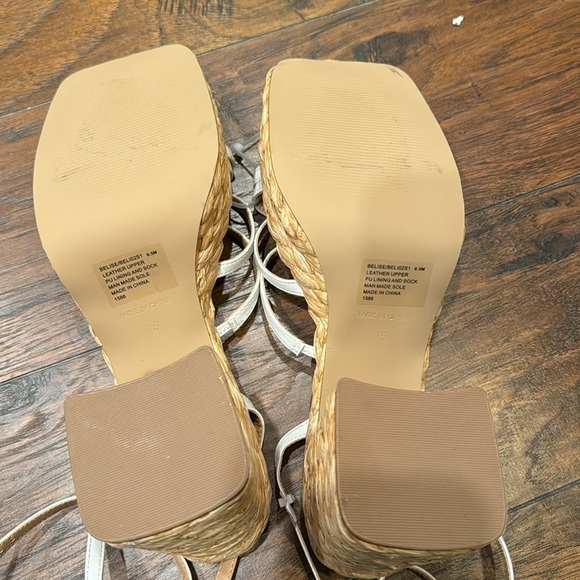 NEW! Steve Madden White Leather Belise Strappy Platform Sandals - Size 9 - Picture 12 of 13